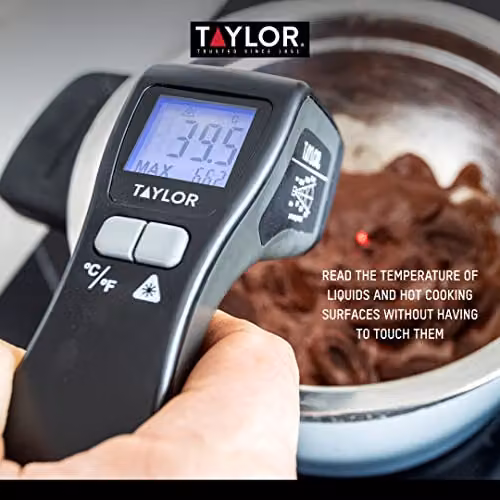 Taylor Pro Digital Infrared Kitchen Thermometer, Non-Contact Hygienic Laser Temperature Gauge for Food, Liquids and Surfaces, Black Plastic – 4