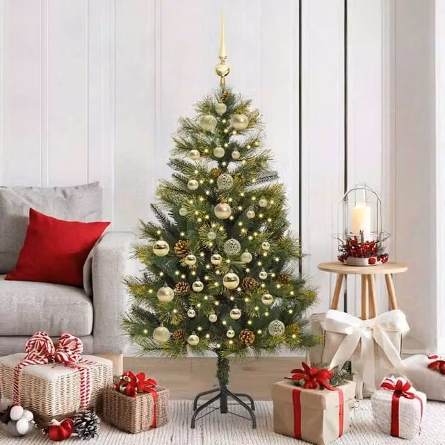 Berkfield Home Artificial Hinged Christmas Tree with Cones, Green, Height: 150 cm – 1