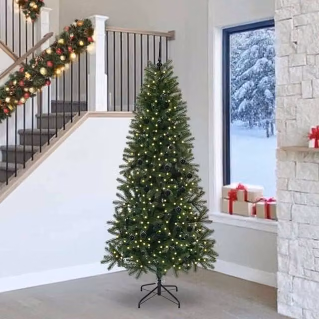 Berkfield Home Artificial Christmas Tree with 300 LEDs, Green, Height: 240 cm – 1