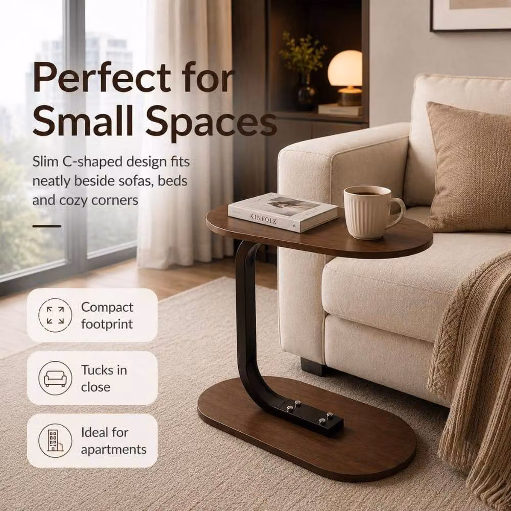 MANTRARAJ Brown Minimalist Side Table for Bedroom, Living Room or Home Office – 7