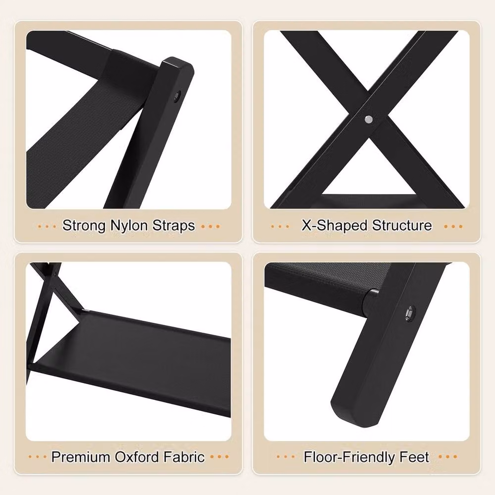 VOGREX Set of 2 Black Bamboo Folding Luggage Racks – 5