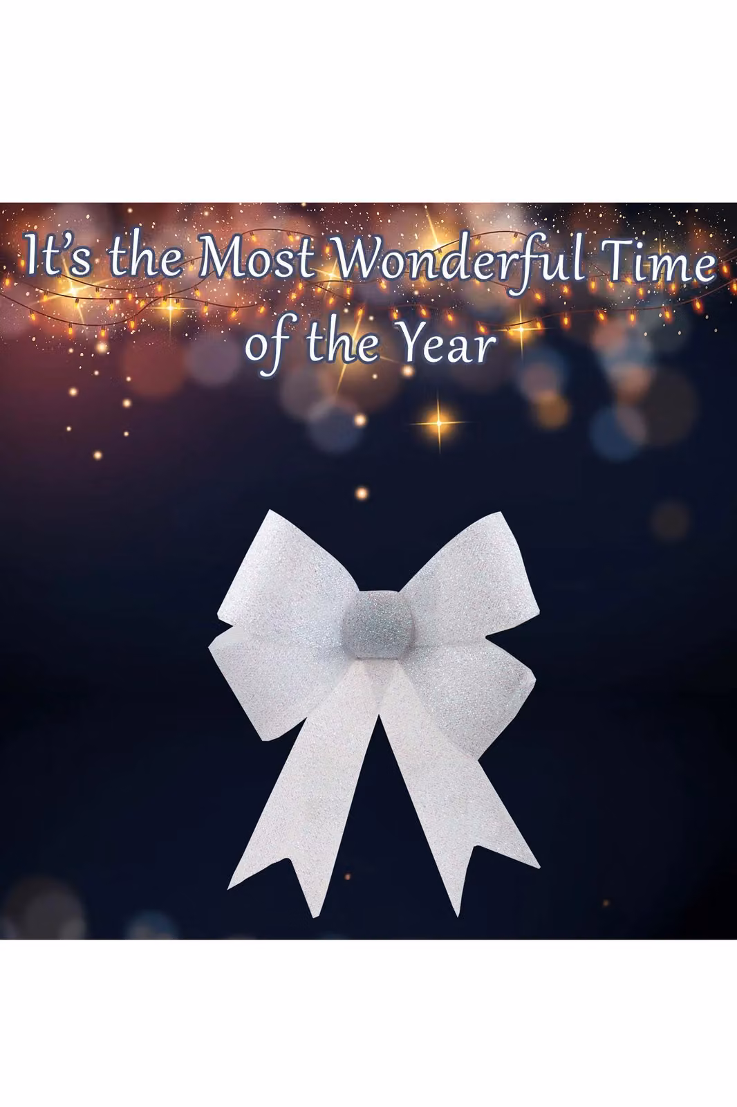 VFM e-Store White Tinsel Bow Christmas Decoration W/D/H: 37 x 49 x 13 cm – 2