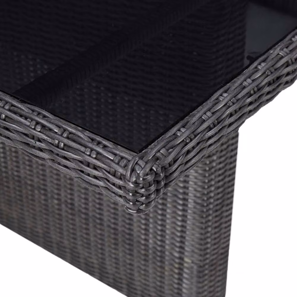 Berkfield Home Modern Black Garden Dining Table with Glass and Poly Rattan, W/D/H: 200 x 100 x 74 cm – 4