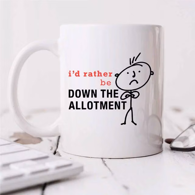 60 Second Makeover Mens I'd Rather Be Down The Allotment Ceramic Mug in White – 1
