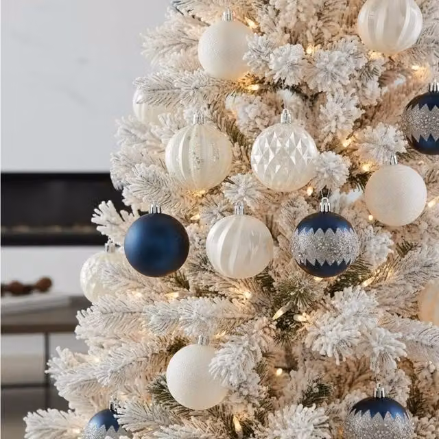 Garden Greatness 35 Pack of Blue Hanging Frosted Round Baubles – 1
