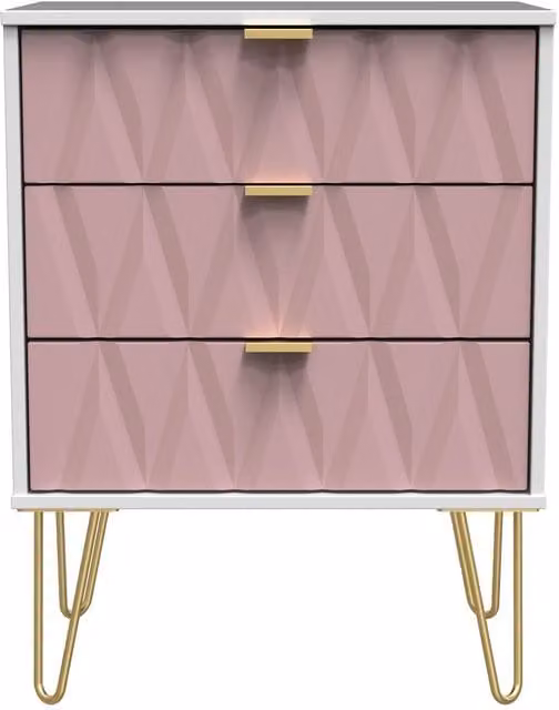 2 U Dallas 3 Drawer Midi Sideboard in Dusty Pink