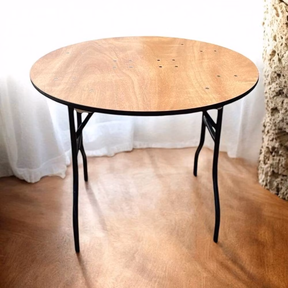 FORGEVIO Brown Lacquered Round Folding Wooden Dining Table – 3