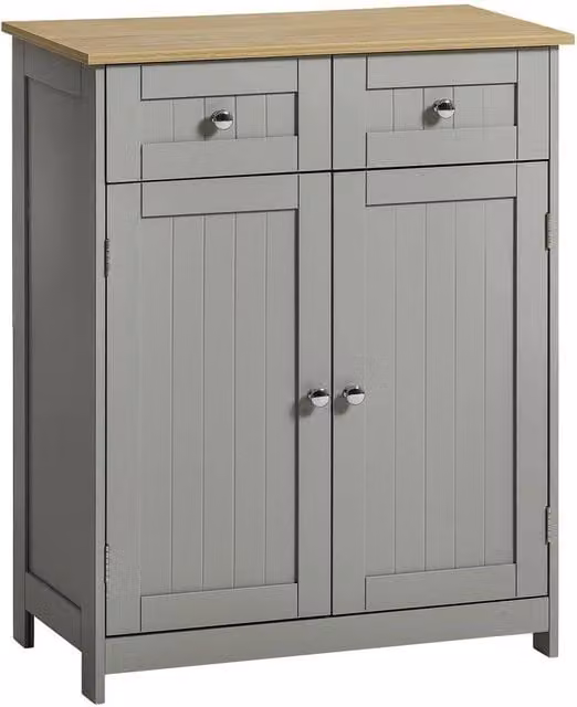 EONLION Modern Grey Bathroom Storage Cabinet with 2 Doors and 2 Drawers