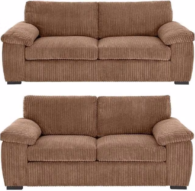 Bliss Furniture Amalfi 3+2 Seater Sofa Set in Beige Jumbo Cord Fabric