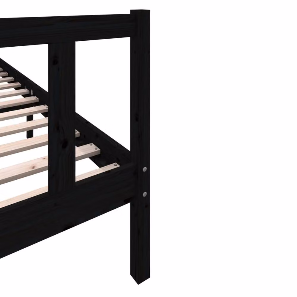 Berkfield Home Beautiful Black Solid Wood Pine Bed Frame W/D/H: 200 x 200 x 205.5 cm – 4