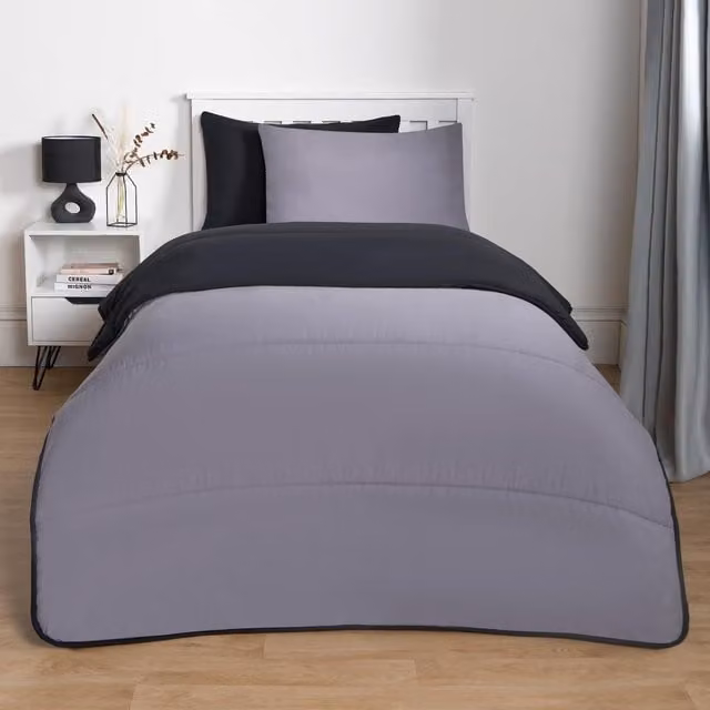 OHS Grey 10.5 Tog Hollow Fibre Duvet and Pillowcase Set