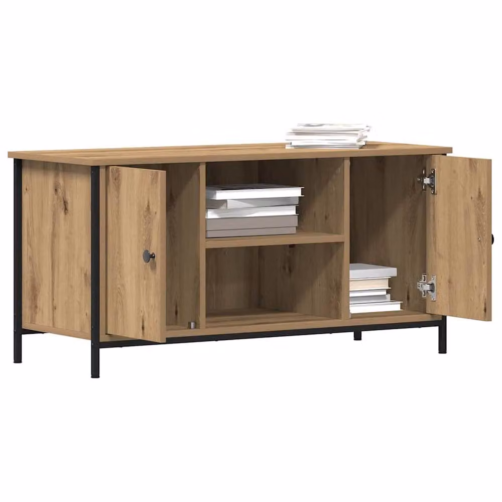 Berkfield Home Artisan Oak TV Cabinet in Brown and Black, W/D/H: 100 x 40 x 50 cm – 3