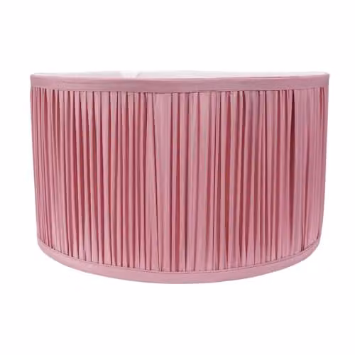ValueLights Pink Fabric Ruched Pleated Cylinder Ceiling Canopy Lampshade with LED Bulb, Width: 35 cm