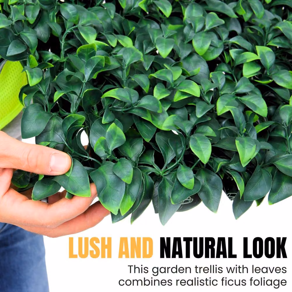 Novecrafto Expanding Privacy Trellis with Artificial Leaves and Flowers in Green, W: 282 cm, H: 30 cm – 8