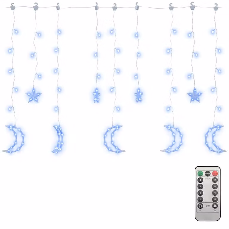 Berkfield Home Star and Moon LED Fairy Lights with Remote Control, Blue