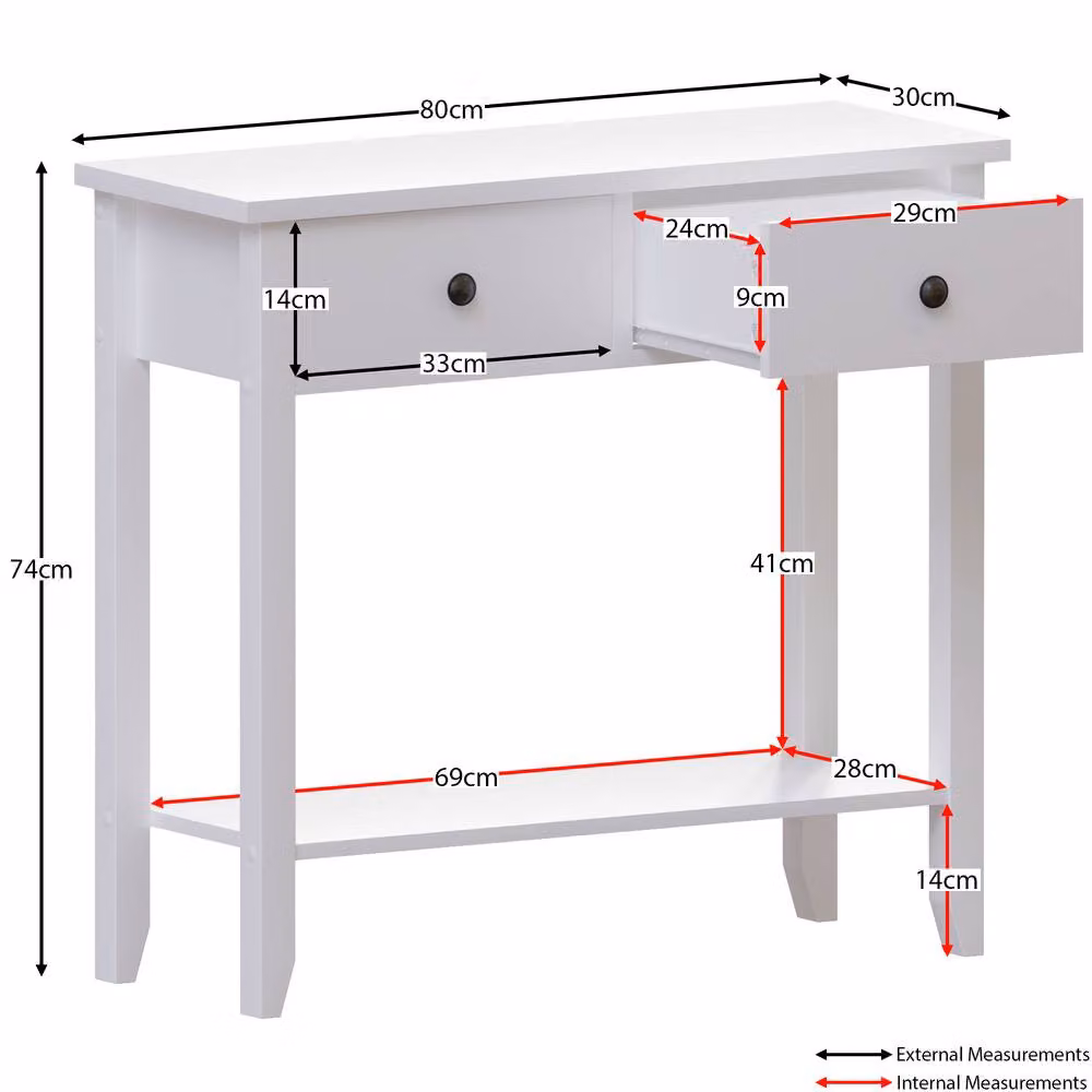 HD Designs Windsor Wooden Console Table with Drawers, White – 2