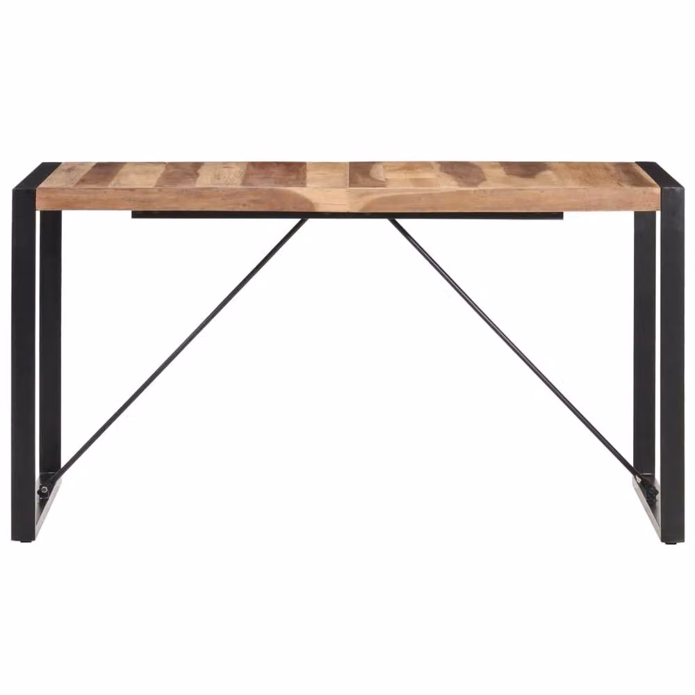 Berkfield Home Rectangular Solid Wood Dining Table in Brown, W/D/H: 140 x 70 x 75 cm – 2