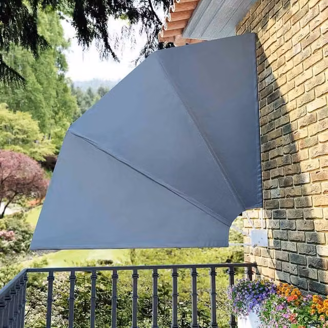Berkfield Home Collapsible Grey Balcony Side Awning, W/D/H: 210 x 210 x 210 cm