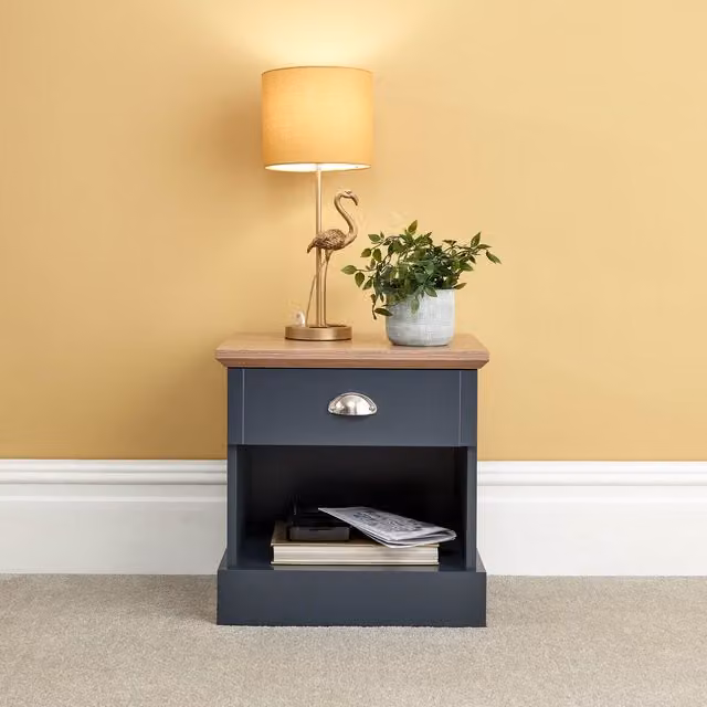 GFW Kendal 1 Drawer Bedside Table in Slate Blue