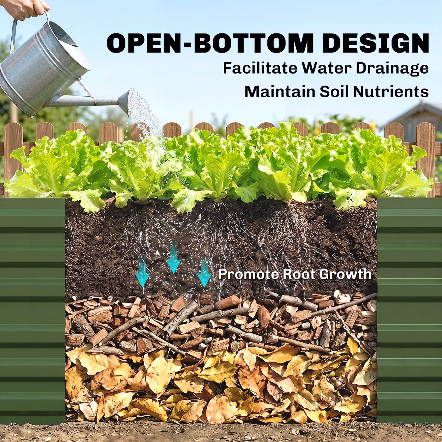 Outsunny Green Galvanised Steel Rectangular Raised Garden Bed with Multi-reinforced Rods, W: 180 cm, D: 90 cm, H: 59 cm – 6