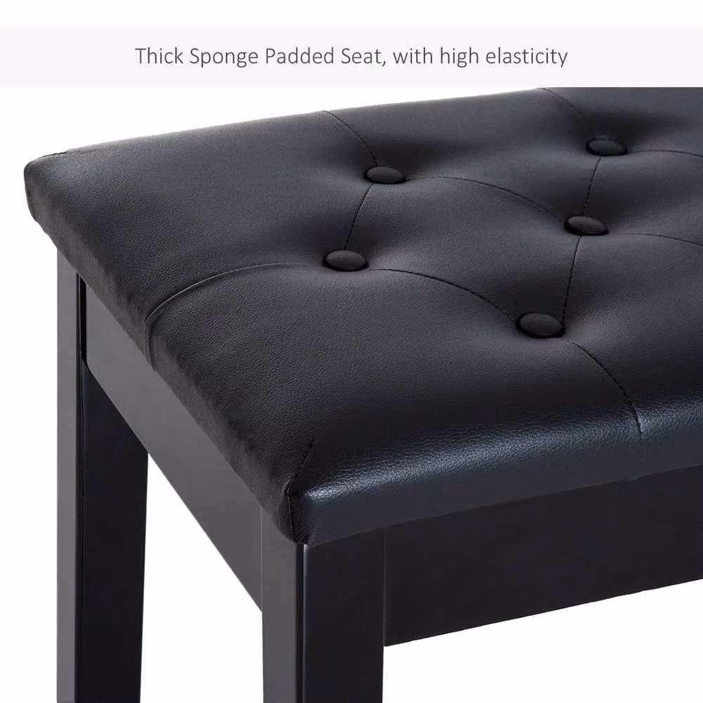 NESTLUNE Classic Piano Bench with Padded Synthetic Leather Seat in Black, W/D/H: 100 x 100 x 50 cm – 6