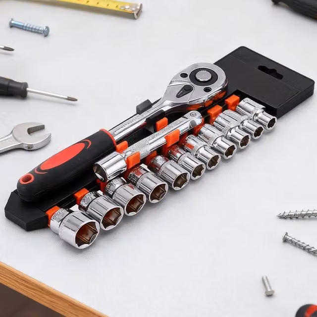 Havendro 12-Piece 1/2 Inch Socket Set and Ratchet Wrench Tool Kit in Silver and Multicolour High-Carbon Steel – 1