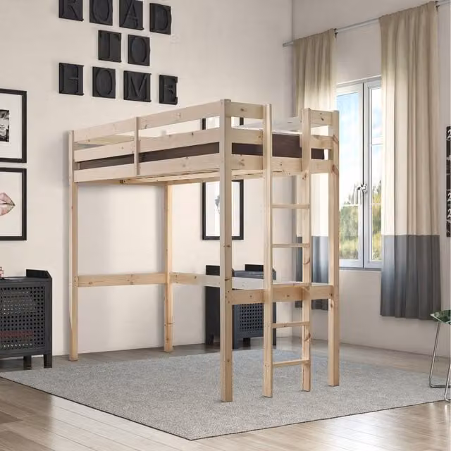 Strictly Beds and Bunks Memphis Heavy Duty Single High Sleeper Pine Bunk Bed in Natural