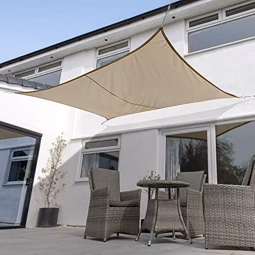 Primrose Brown Rectangular Waterproof Patio Sun Shade Sail Canopy with UPF 50+ Protection, W: 400 cm, D: 300 cm