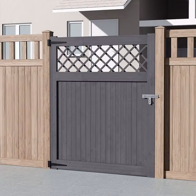 Breeins Wooden Garden Gate with Rhombus Design in Grey, W: 120 cm, H: 150 cm