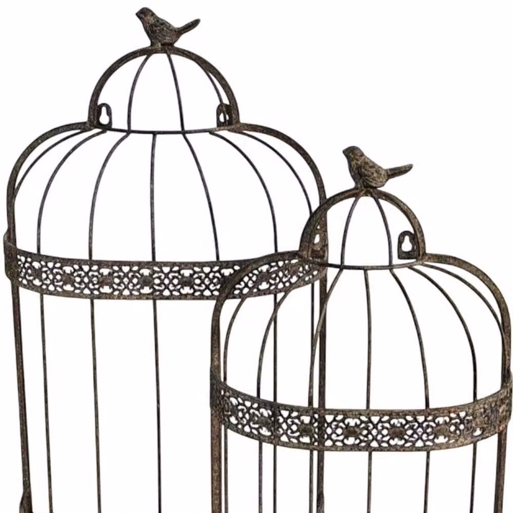 Minster Stylish Living Ltd Set of 2 Rustic Metal Flower Baskets in Grey, W: 36 cm, D: 15 cm, H: 60 cm – 2