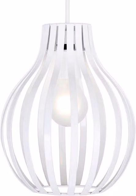 ValueLights Modern Gloss White Metal Cage Designer Style Ceiling Pendant Light Shade