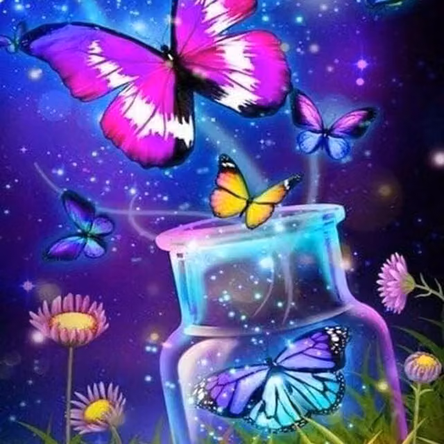 Syntego Butterfly Jar Diamond Painting Kit in Multicolour and Yellow Floral Design