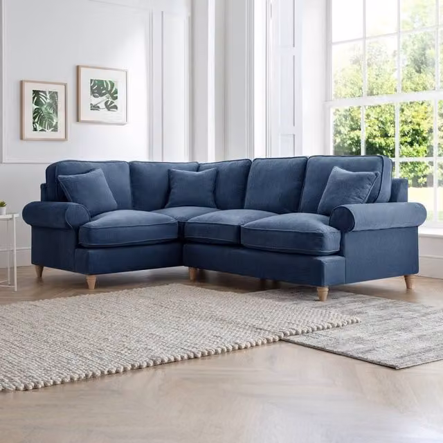 The Great Sofa Company Ezra Left Hand Velvet Corner Sofa in Navy Blue – 1