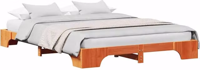 Berkfield Home Modern Solid Pine Wood Bed Frame, Wax Brown, W: 160 cm, D: 200 cm