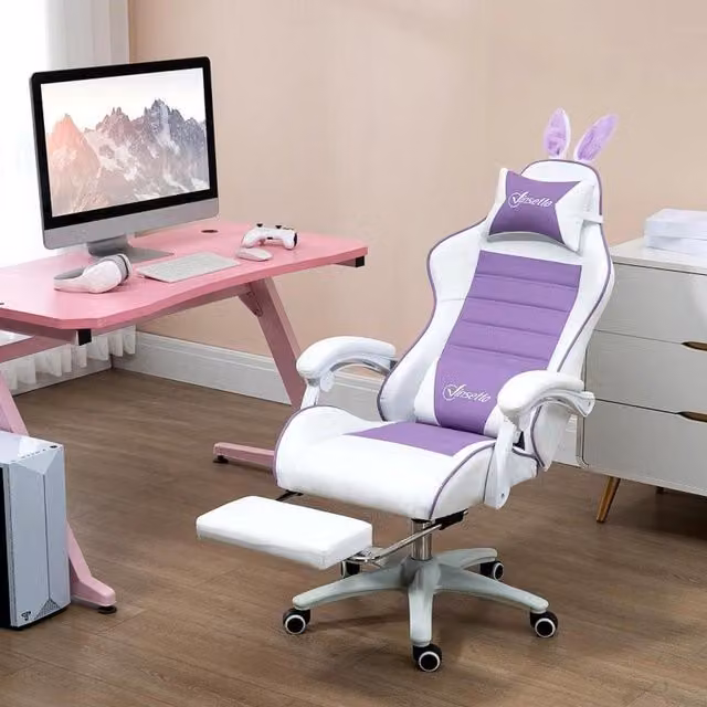Chilli Seating Bunny Gaming Chair for Children in Purple with Footrest and Headrest