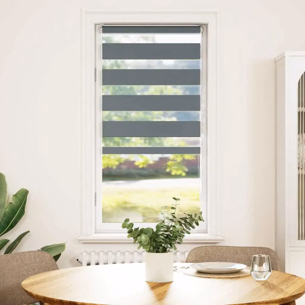 Berkfield Home Zebra Day and Night Blind in Dark Grey, W: 60 cm, H: 100 cm – 2