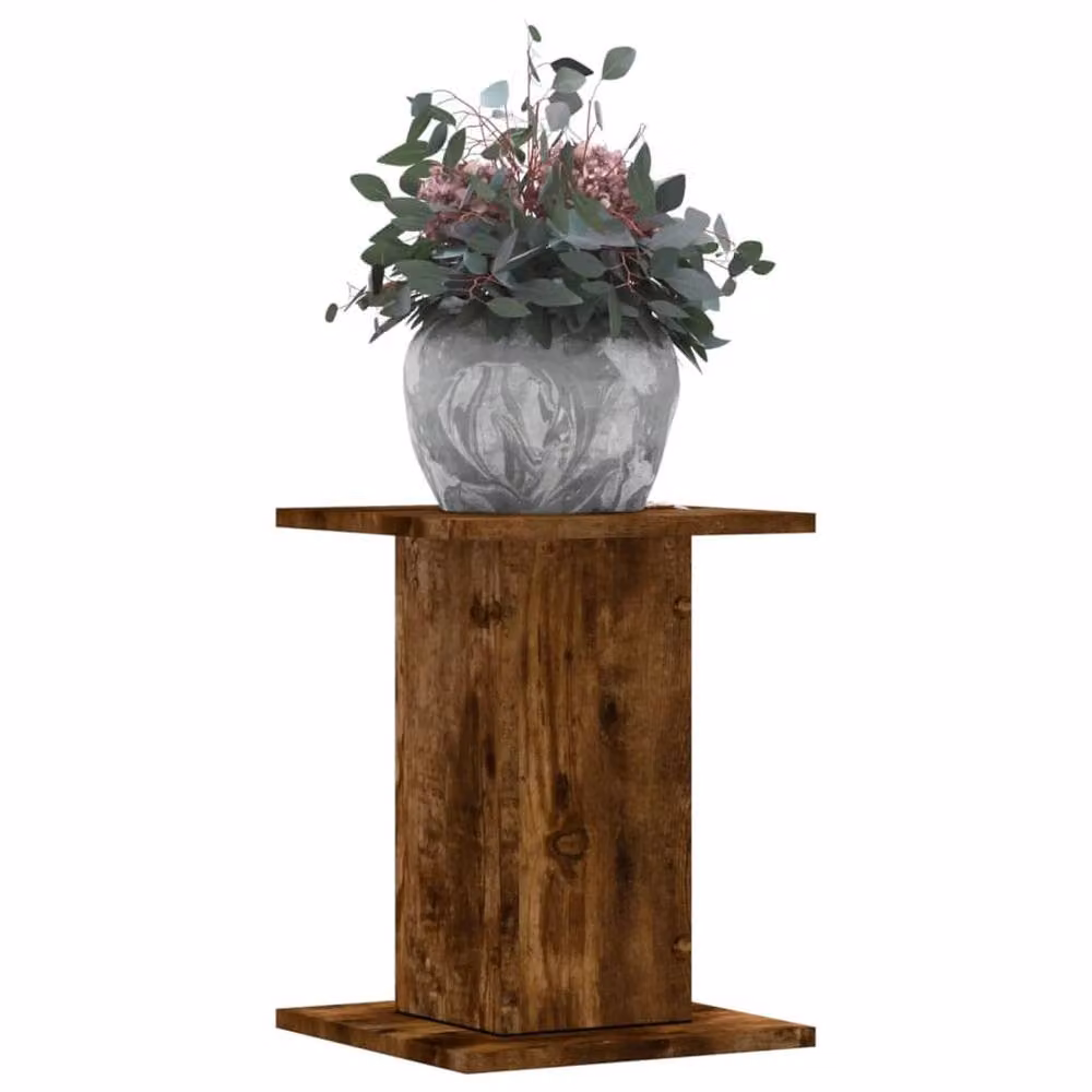 Berkfield Home Set of 2 Smoked Oak Plant Stands in Brown, W/D/H: 30 x 30 x 40 cm – 2