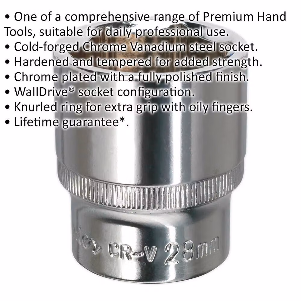 Loops 28mm Forged Steel Drive Socket 1/2 inch Square Drive in Silver Chrome Vanadium – 2