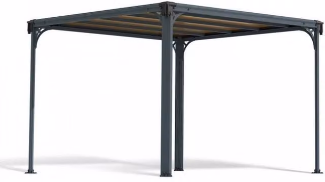 Palram Milano 3000 Modern Garden Gazebo in Grey with Polycarbonate Roofing, W: 309 cm, D: 309 cm, H: 225 cm
