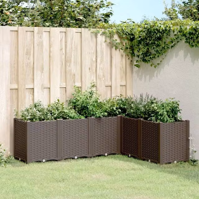 Berkfield Home Brown Plastic Garden Planter Tub W: 160 cm, D: 120 cm, H: 53 cm – 1