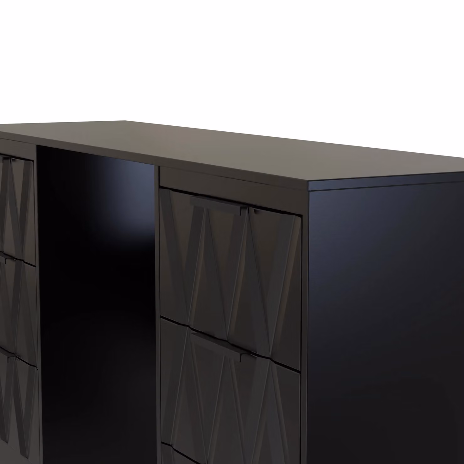 Ready Assembled 2 U Washington 6 Drawer Kneehole Desk in True Black – 3