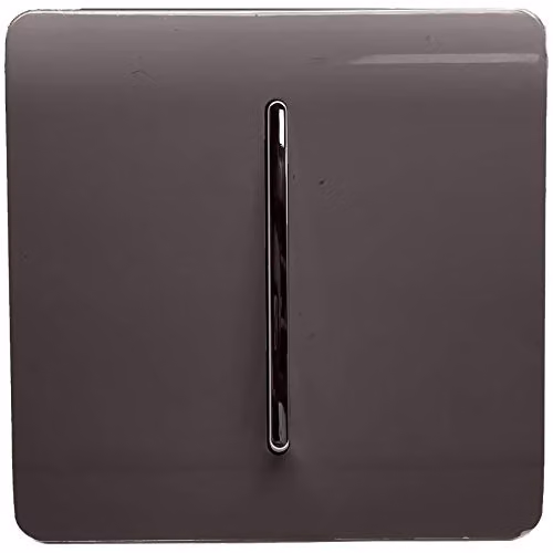 Trendi Switch 1 Gang 2 Way Screwless Modern Plastic Light Switch with Chrome Rocker in Brown – 2