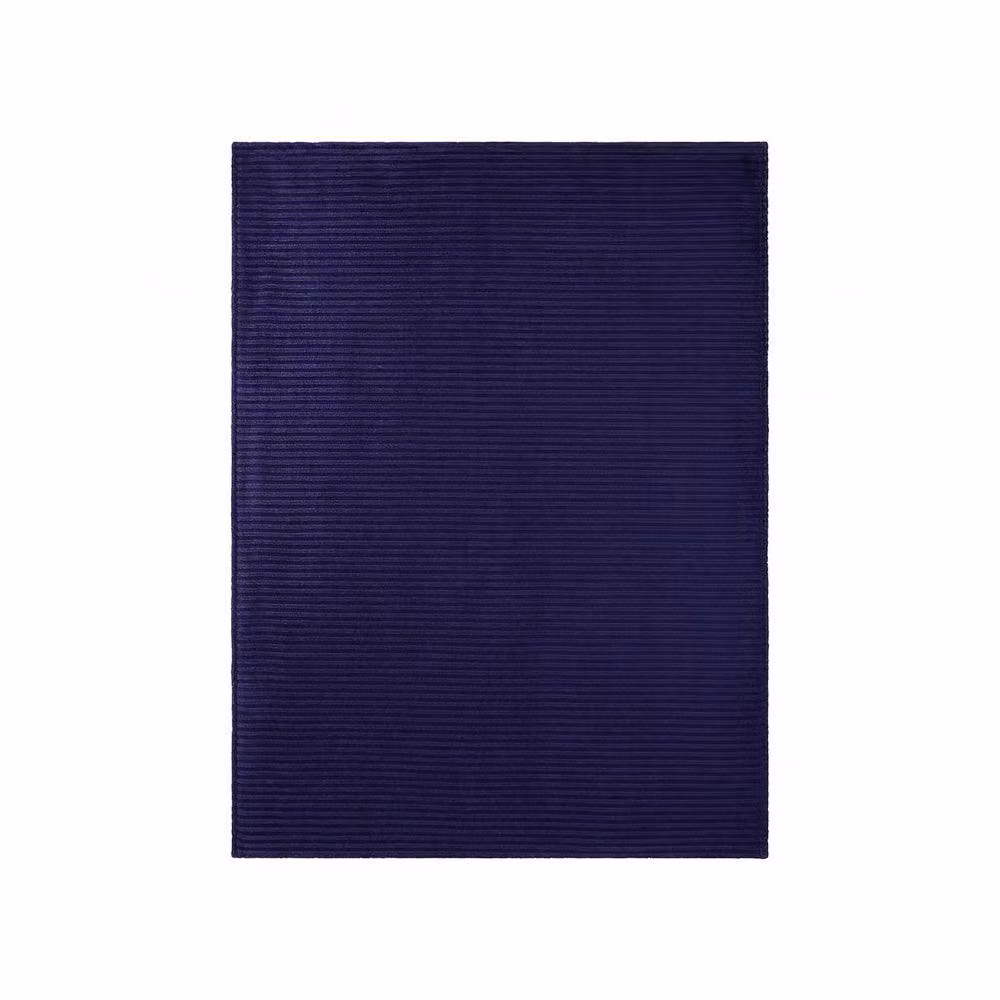 Voltico Luxury Ribbed Polyester Throw in Navy and Grey, W: 150 cm, L: 200 cm – 2