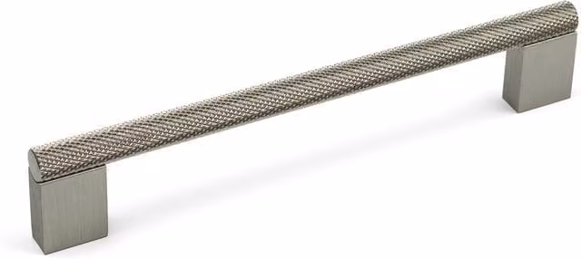 Brushed Nickel Knurled Aluminium Kitchen Cabinet Handle 160mm and Matching Knob in Grey/Silver