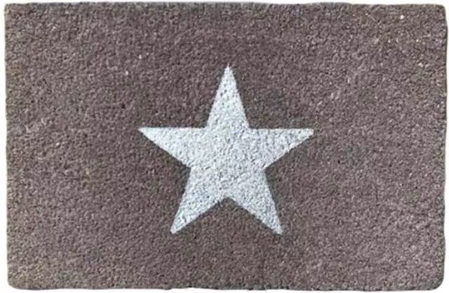 Artsy Grey and Black Star Design Coir Doormat with Non-Slip and Weatherproof Features