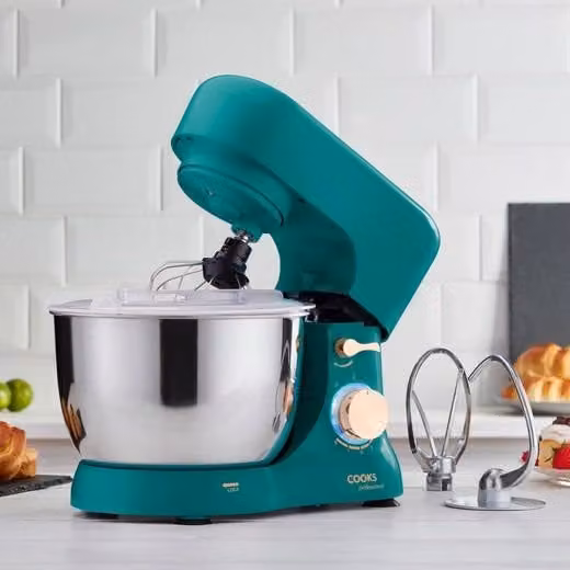 Cooks Professional Stand Mixer 1000W with 8 Speeds, Pulse Function and 4.5L Stainless Steel Mixing Bowl in Petrol