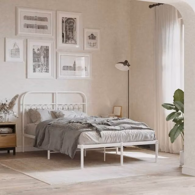 Berkfield Home Metal Headboard in White – 1