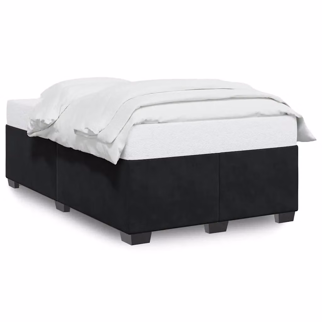 Berkfield Home Double Velvet Upholstered Bed Frame in Black, W: 140 cm, L: 200 cm – 2