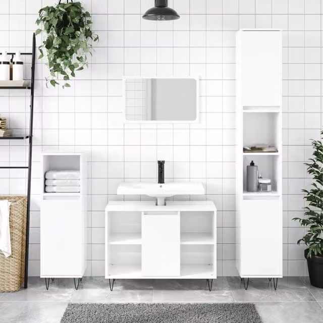 Berkfield Home High Gloss White Bathroom Cabinet W/D/H: 80 x 33 x 60 cm – 1