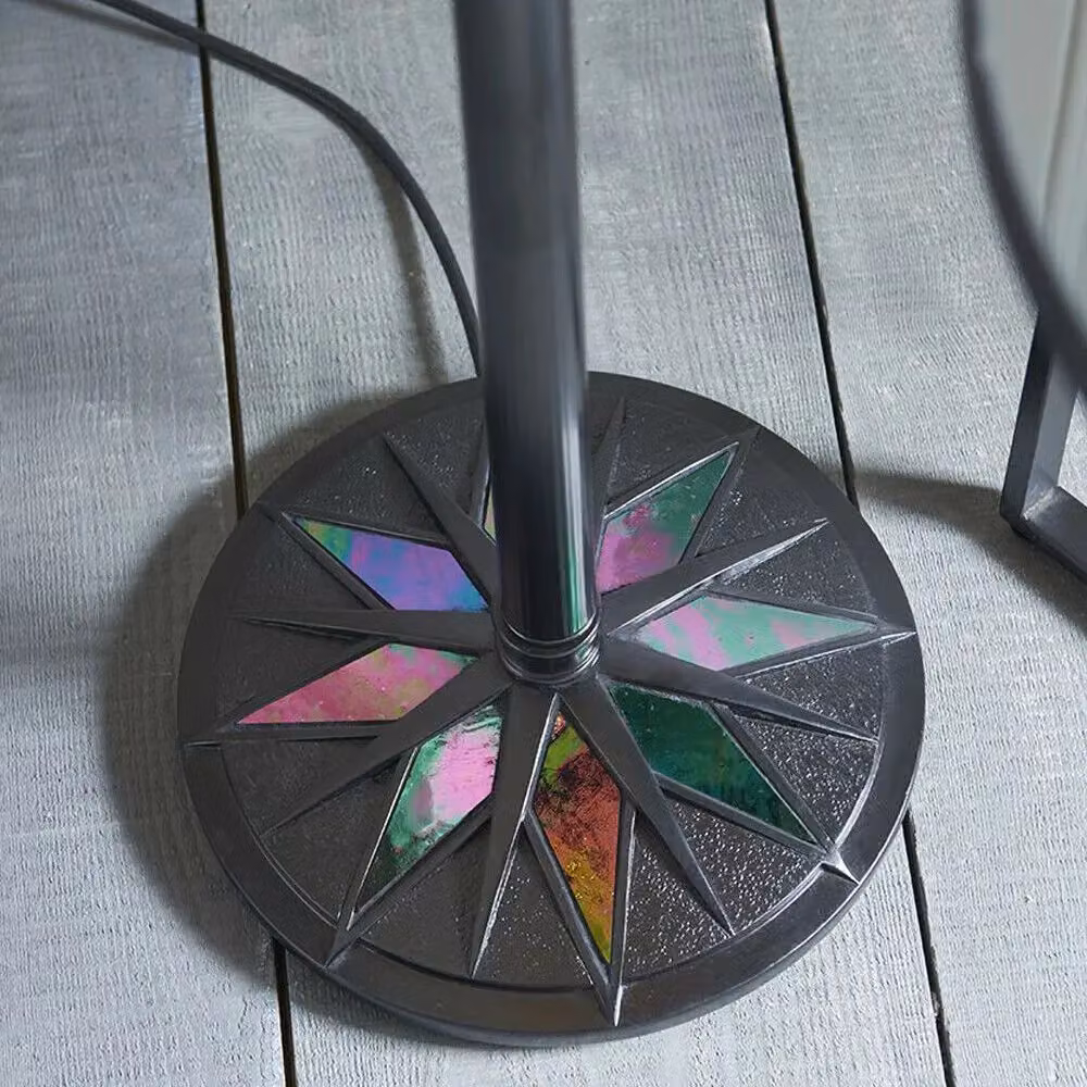 Loops Tiffany Floor Lamp with Multicolour Stained Glass Shade and Black Stem, Height: 175.5 cm – 3